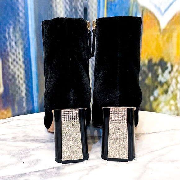 Kate Spade Reenie Velvet Booties Jewel Rhinestone Ankle Heel Black 10M GUC - Picture 11 of 11